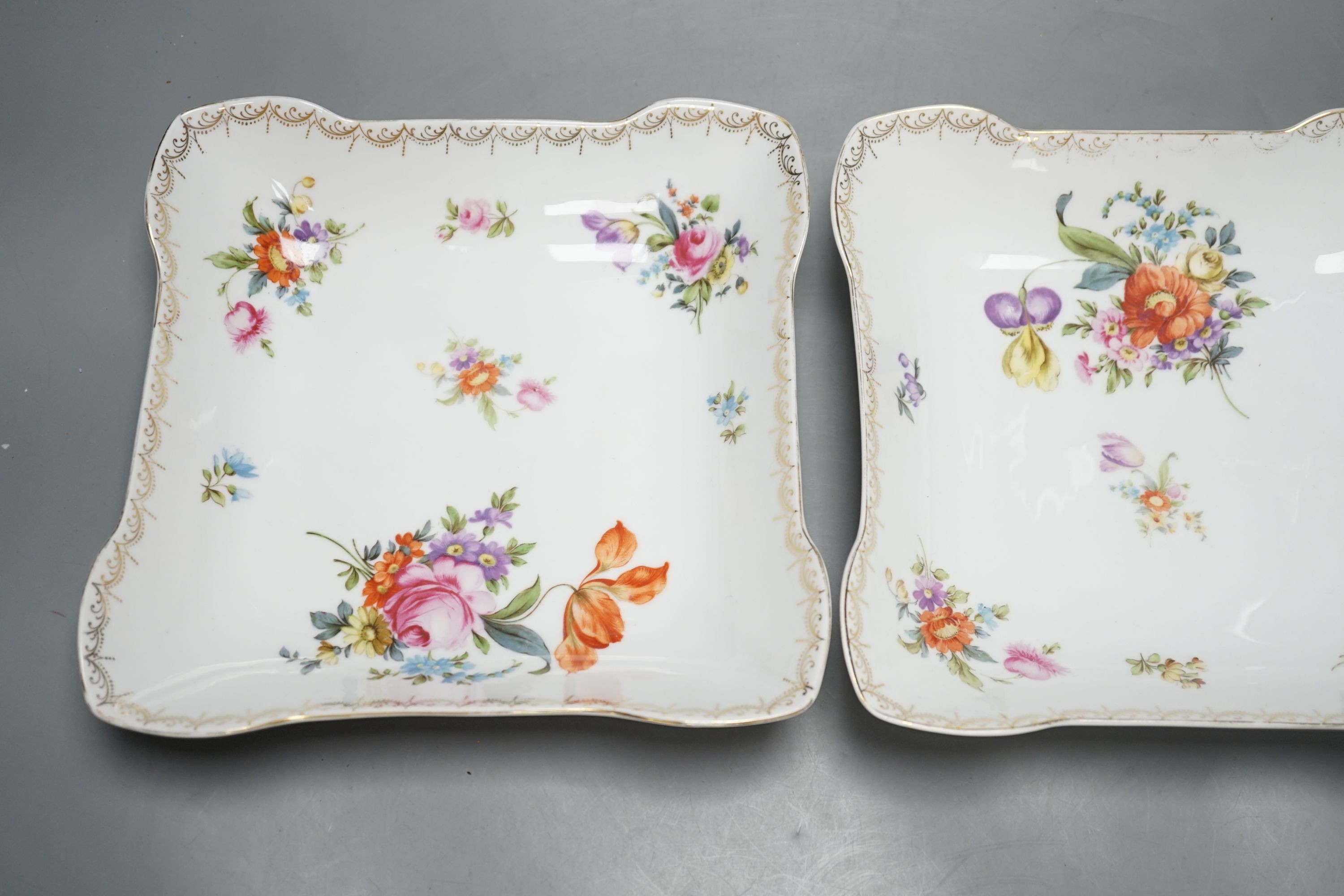 A pair of Rosenthal floral decorated dishes, 24cm